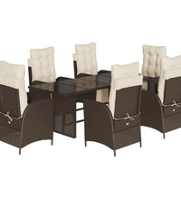 7-tlg. Garten-Essgruppe mit Kissen Braun Poly Rattan
