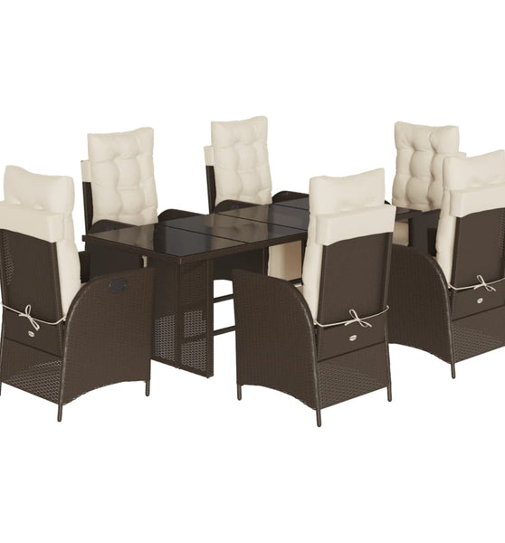 7-tlg. Garten-Essgruppe mit Kissen Braun Poly Rattan