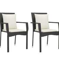 7-tlg. Garten-Essgruppe mit Kissen Schwarz Poly Rattan