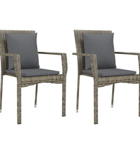 7-tlg. Garten-Essgruppe mit Kissen Grau Poly Rattan