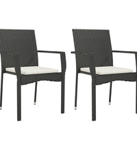 9-tlg. Garten-Essgruppe mit Kissen Schwarz Poly Rattan