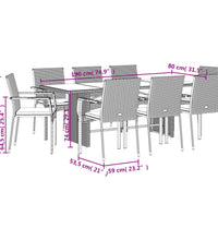 9-tlg. Garten-Essgruppe mit Kissen Schwarz Poly Rattan