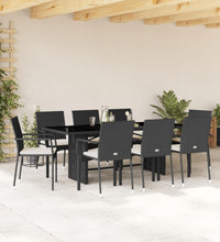 9-tlg. Garten-Essgruppe mit Kissen Schwarz Poly Rattan