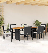 7-tlg. Garten-Essgruppe mit Kissen Schwarz Poly Rattan