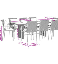 9-tlg. Garten-Essgruppe mit Kissen Schwarz Poly Rattan