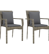 7-tlg. Garten-Essgruppe mit Kissen Grau Poly Rattan