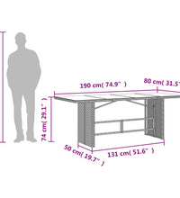 7-tlg. Garten-Essgruppe mit Kissen Grau Poly Rattan