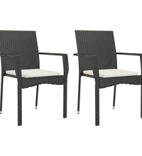 7-tlg. Garten-Essgruppe mit Kissen Schwarz Poly Rattan