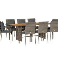 7-tlg. Garten-Essgruppe mit Kissen Grau Poly Rattan