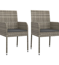 7-tlg. Garten-Essgruppe mit Kissen Grau Poly Rattan