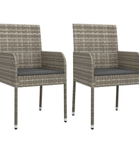 7-tlg. Garten-Essgruppe mit Kissen Grau Poly Rattan