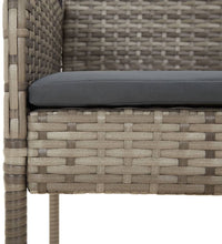 7-tlg. Garten-Essgruppe mit Kissen Grau Poly Rattan