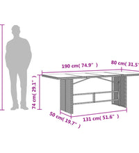 7-tlg. Garten-Essgruppe mit Kissen Grau Poly Rattan