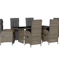 7-tlg. Garten-Essgruppe mit Kissen Grau Poly Rattan