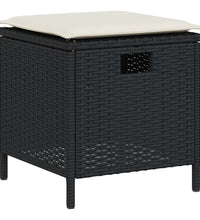 6tlg. Garten-Sofagarnitur mit Kissen L-Form Schwarz Poly Rattan