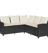 6tlg. Garten-Sofagarnitur mit Kissen L-Form Schwarz Poly Rattan