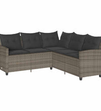 6-tlg. Garten-Sofagarnitur mit Kissen L-Form Grau Poly Rattan
