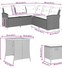 6-tlg. Garten-Sofagarnitur mit Kissen L-Form Grau Poly Rattan