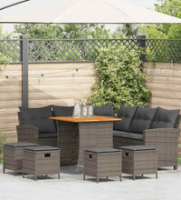 6-tlg. Garten-Sofagarnitur mit Kissen L-Form Grau Poly Rattan