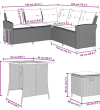6-tlg. Garten-Sofagarnitur mit Kissen L-Form Beige Poly Rattan