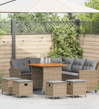 6-tlg. Garten-Sofagarnitur mit Kissen L-Form Beige Poly Rattan