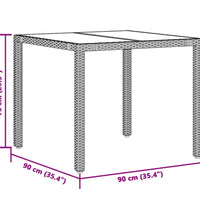 Gartentisch mit Glasplatte Schwarz 90x90x75 cm Poly Rattan