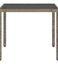 Gartentisch mit Glasplatte Grau 90x90x75 cm Poly Rattan