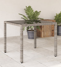 Gartentisch mit Glasplatte Grau 90x90x75 cm Poly Rattan