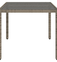 Gartentisch mit Glasplatte Grau 150x90x75 cm Poly Rattan