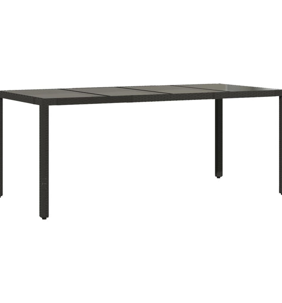 Gartentisch mit Glasplatte Schwarz 190x90x75 cm Poly Rattan