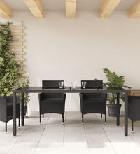 Gartentisch mit Glasplatte Schwarz 190x90x75 cm Poly Rattan