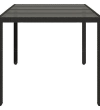 Gartentisch mit Glasplatte Schwarz 190x90x75 cm Poly Rattan