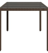 Gartentisch mit Glasplatte Braun 190x90x75 cm Poly Rattan