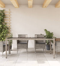 Gartentisch mit Glasplatte Grau 190x90x75 cm Poly Rattan