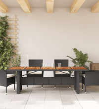 Gartentisch mit Holzplatte Schwarz 240x90x75 cm Poly Rattan