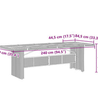 Gartentisch mit Holzplatte Schwarz 240x90x75 cm Poly Rattan