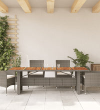 Gartentisch mit Akazienholz-Platte Grau 240x90x75cm Poly Rattan