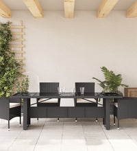 Gartentisch mit Glasplatte Schwarz 240x90x75 cm Poly Rattan