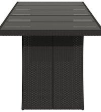 Gartentisch mit Glasplatte Schwarz 240x90x75 cm Poly Rattan