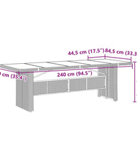 Gartentisch mit Glasplatte Braun 240x90x75 cm Poly Rattan