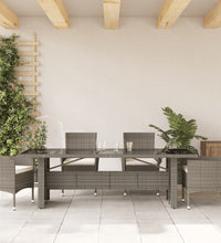 Gartentisch mit Glasplatte Grau 240x90x75 cm Poly Rattan