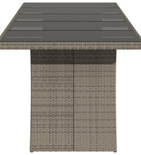 Gartentisch mit Glasplatte Grau 240x90x75 cm Poly Rattan