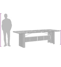 Gartentisch mit Glasplatte Grau 240x90x75 cm Poly Rattan