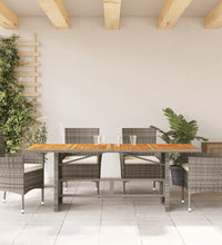 Gartentisch mit Akazienholz-Platte Grau 190x80x75cm Poly Rattan