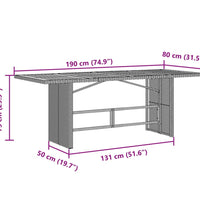 Gartentisch mit Akazienholz-Platte Grau 190x80x75cm Poly Rattan