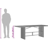 Gartentisch mit Glasplatte Grau 190x80x75 cm Poly Rattan
