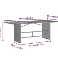 Gartentisch mit Glasplatte Beige 190x80x75 cm Poly Rattan