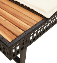 Gartensofa in L-Form mit Kissen Schwarz Poly Rattan und Akazie