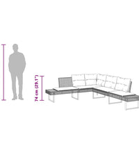 Gartensofa in L-Form mit Kissen Schwarz Poly Rattan und Akazie