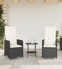 Gartensessel mit Kissen 2 Stk. Verstellbar Schwarz Poly Rattan